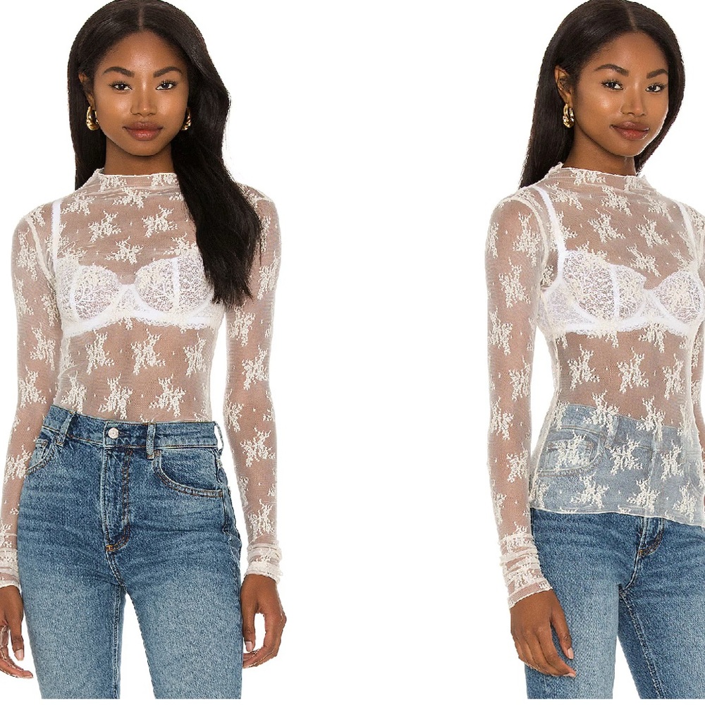 Elegant Sheer Lace Top - White